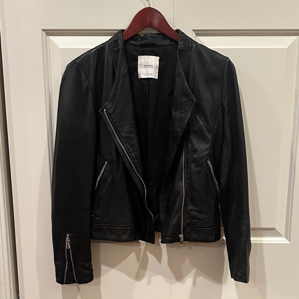 Mango Leather Moto Jacket